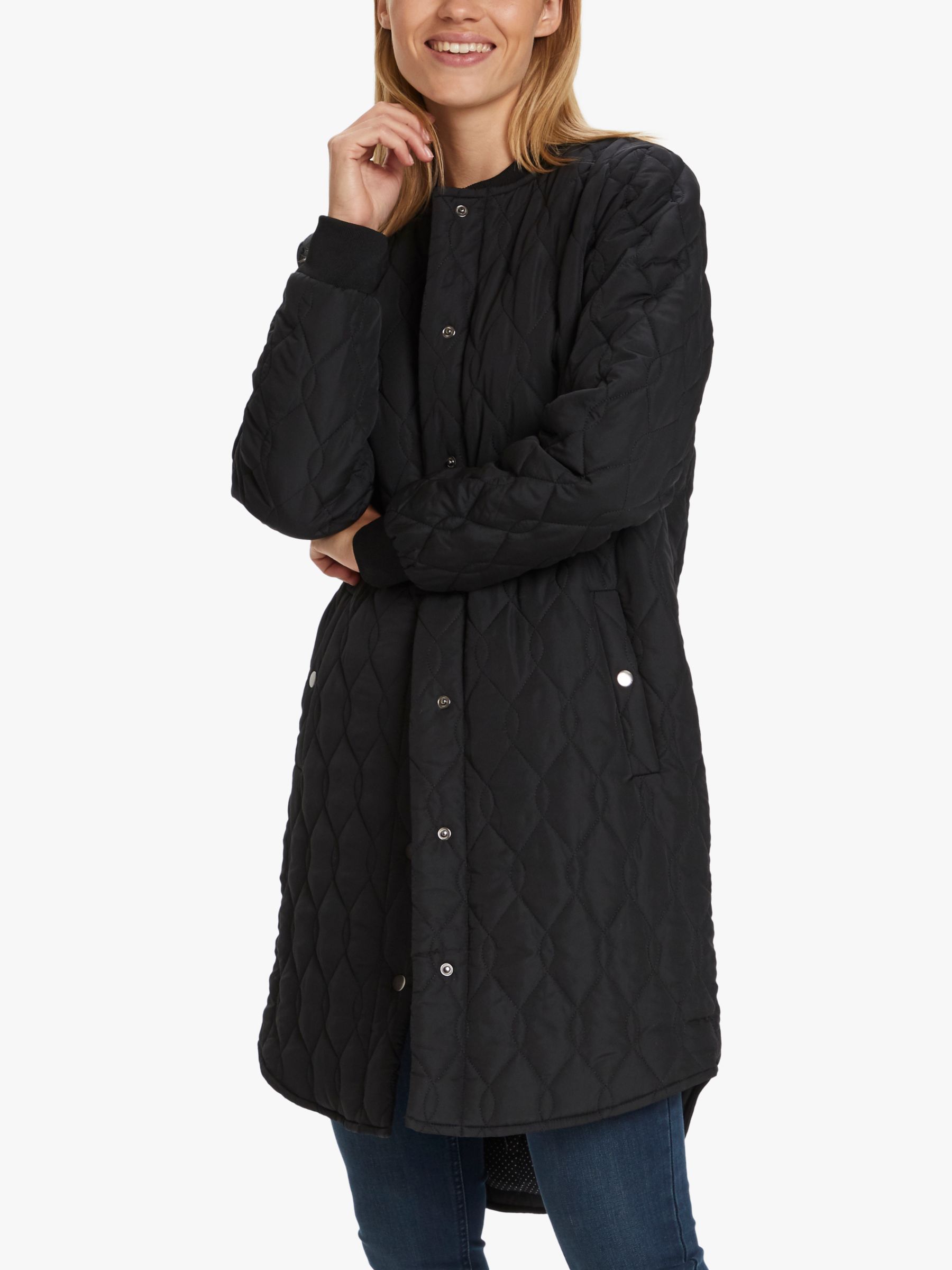 KAFFE Shally Quilted Coat, Deep Black at John Lewis & Partners