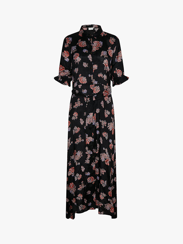 KAFFE Velana Floral Print Maxi Shirt Dress, Black/Multi