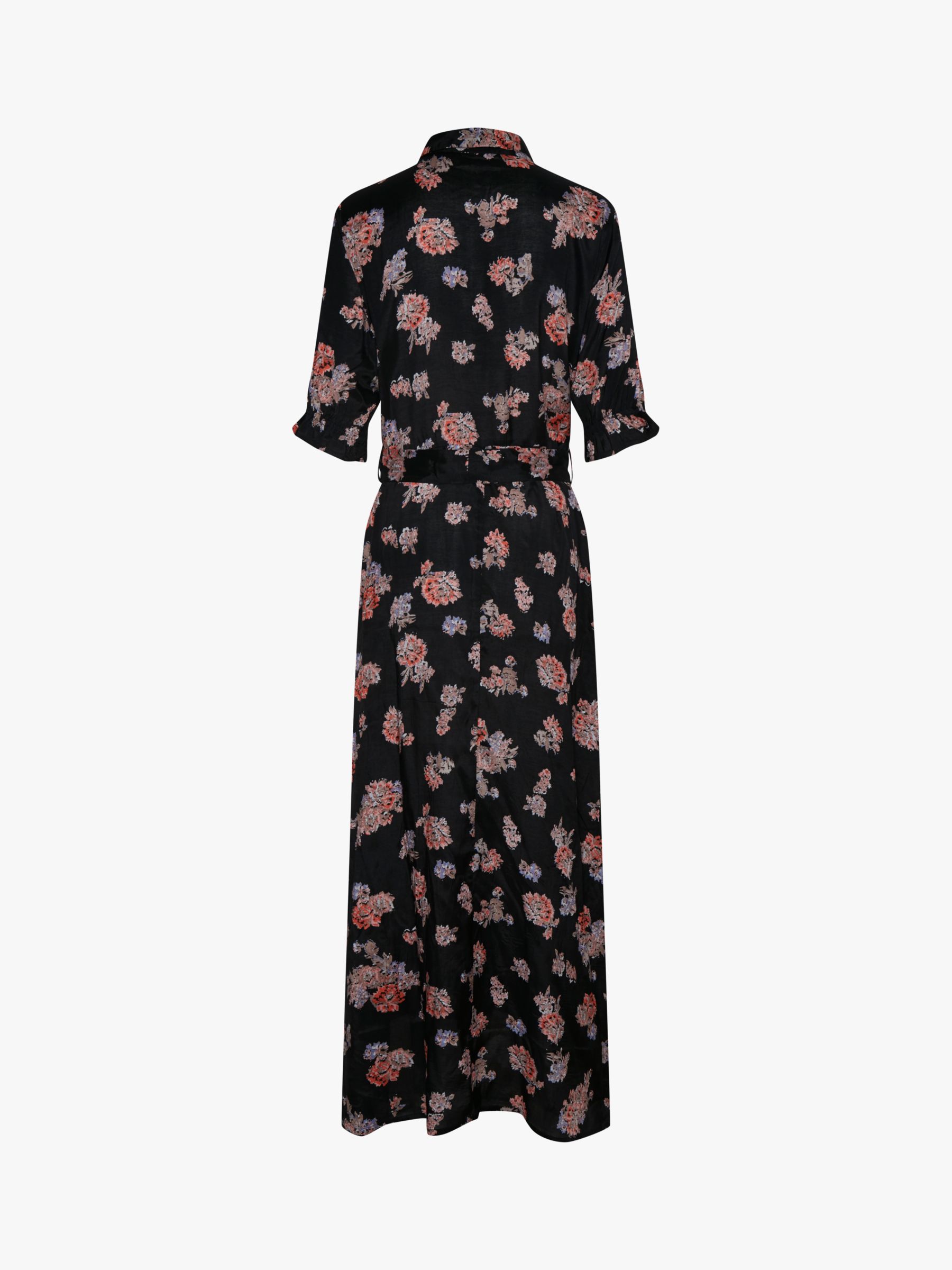 KAFFE Velana Floral Print Maxi Shirt Dress, Black/Multi at John Lewis ...
