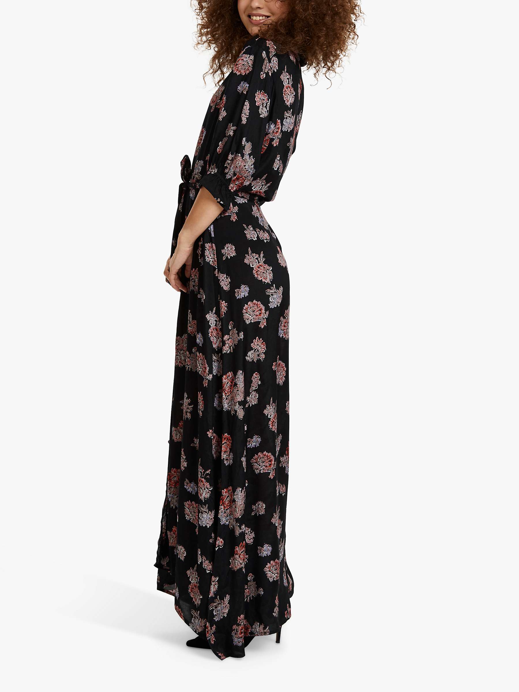 Buy KAFFE Velana Floral Print Maxi Shirt Dress, Black/Multi Online at johnlewis.com