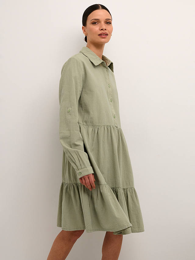 KAFFE Naya Tiered Shirt Dress, Seagrass