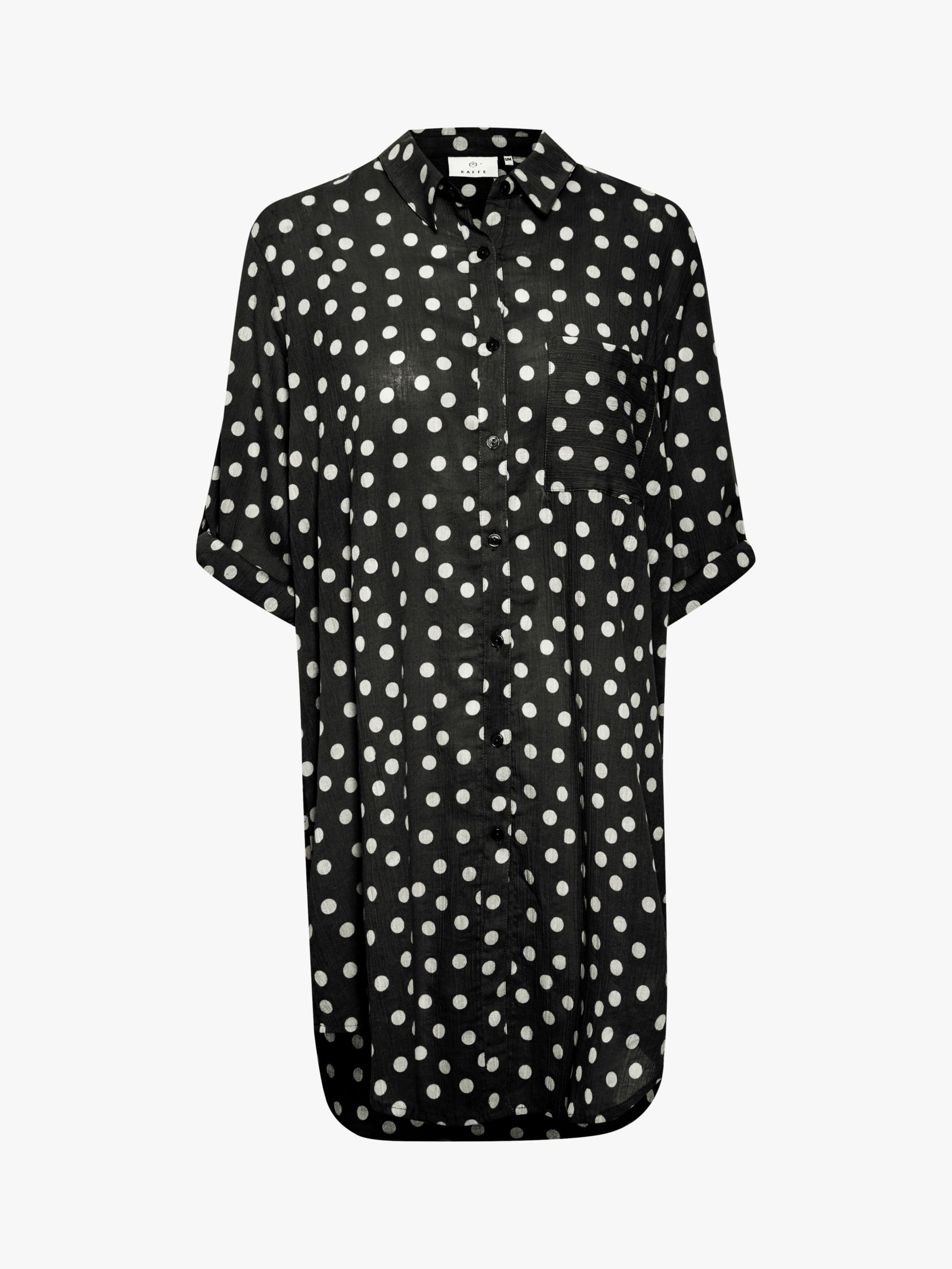 KAFFE Vivian Spot Print Shirt Dress, Deep Black, S-M