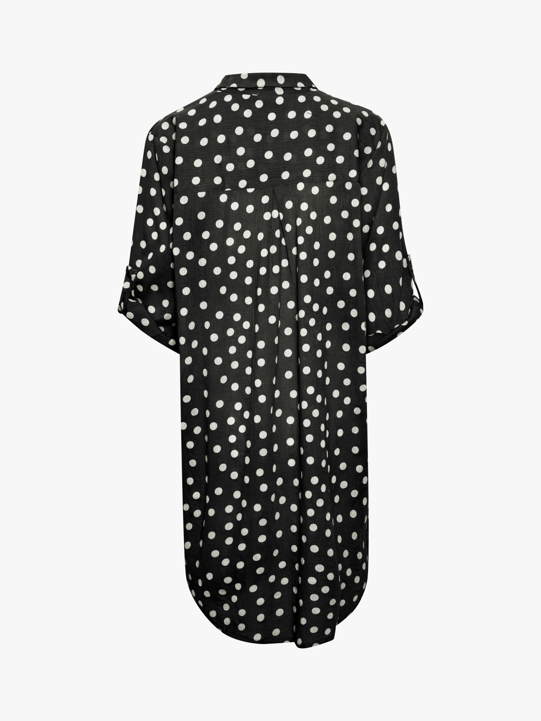 KAFFE Vivian Spot Print Shirt Dress, Deep Black, S-M