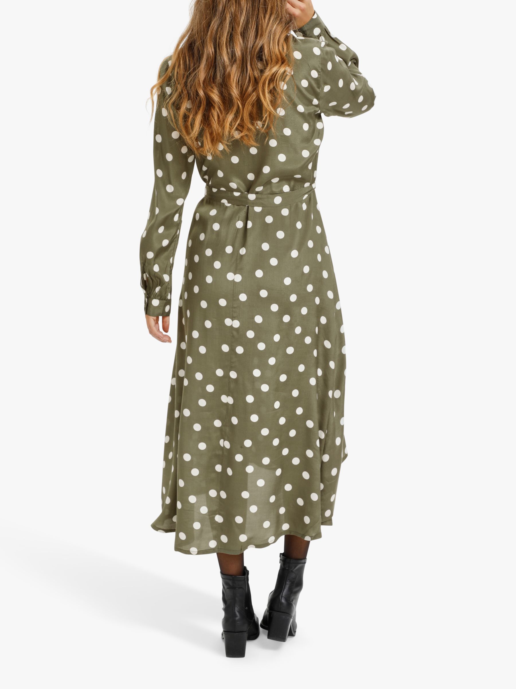 Buy KAFFE Oline Polka Dot Midi Shirt Dress Online at johnlewis.com