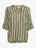 KAFFE Stridy Stripe Top, Grape Leaf/Chalk