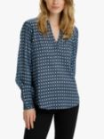 KAFFE Sary Tilly Geometric Print Long Sleeve Blouse, Midnight Marine