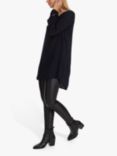 KAFFE Amber V Neck Long Tunic Top, Midnight Marine