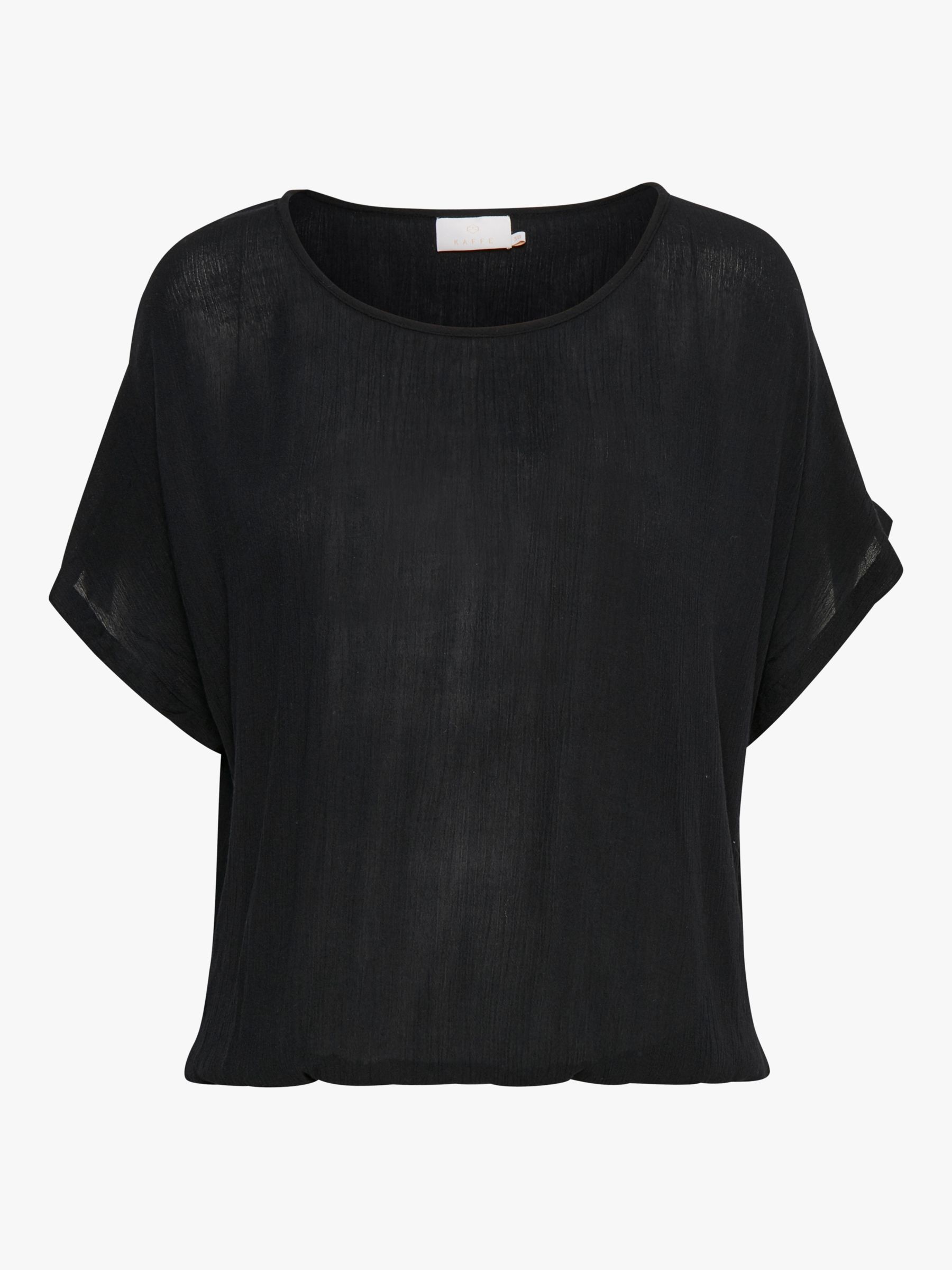 KAFFE Amber Stanley T-Shirt, Deep Black at John Lewis & Partners
