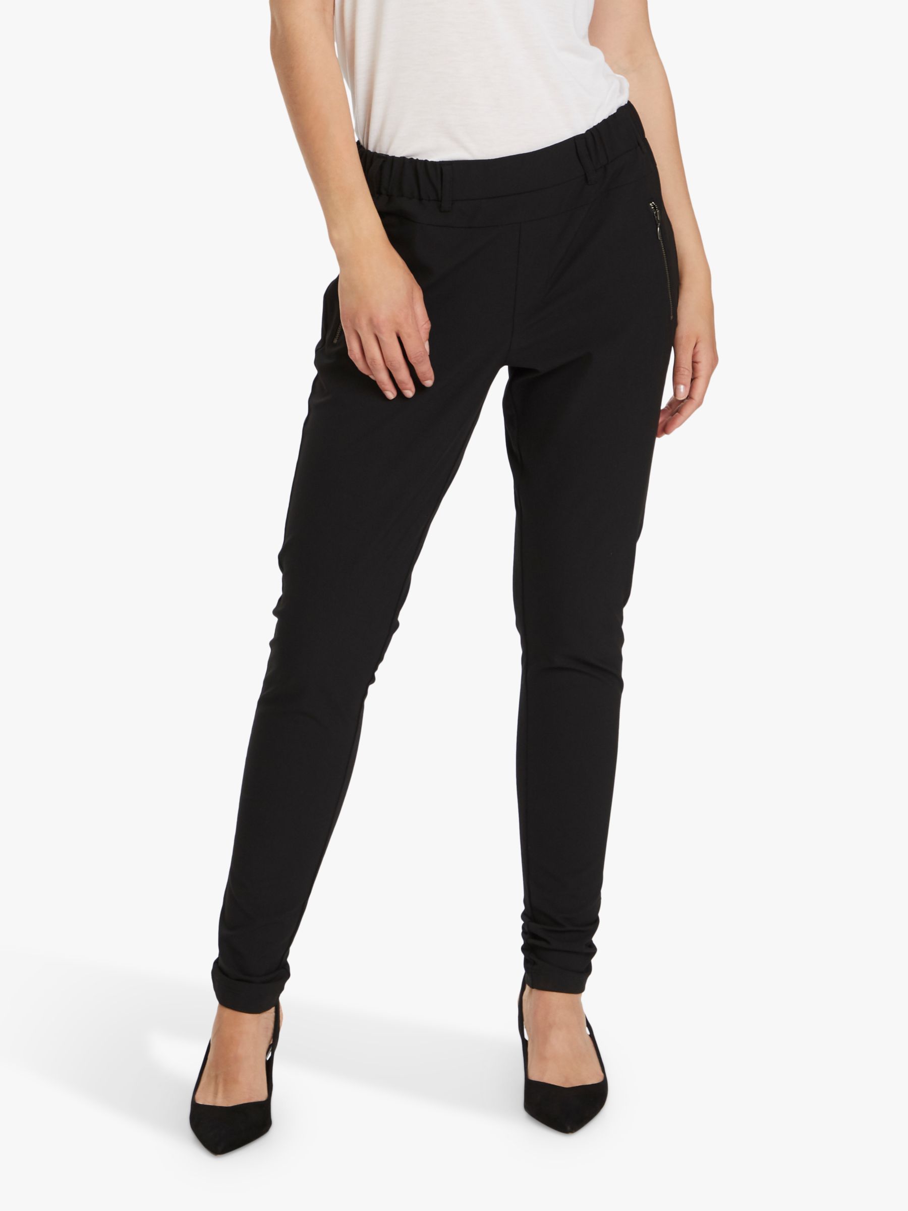 Buy KAFFE Jillian Vilja Zip Detail Trousers, Black Deep Online at johnlewis.com