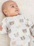 Purebaby Organic Cotton Bear Sleepsuit, Multi