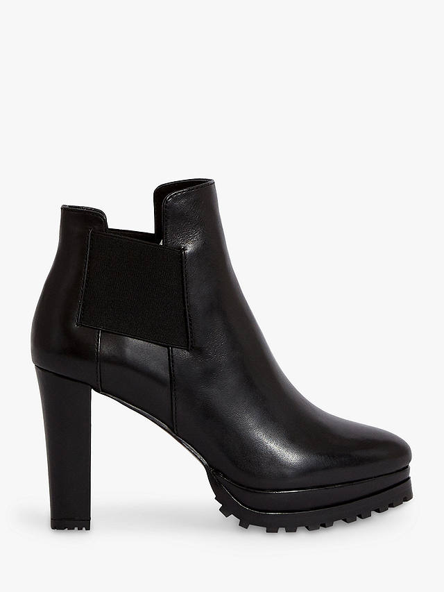 AllSaints Sarris Leather High Block Heel Shoe Boots, Black