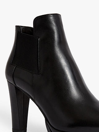 AllSaints Sarris Leather High Block Heel Shoe Boots, Black