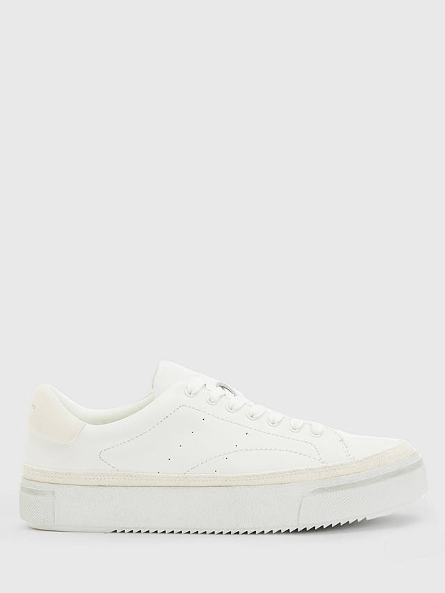 AllSaints Trish Leather Lace Up Trainers, Chalk White at John Lewis ...