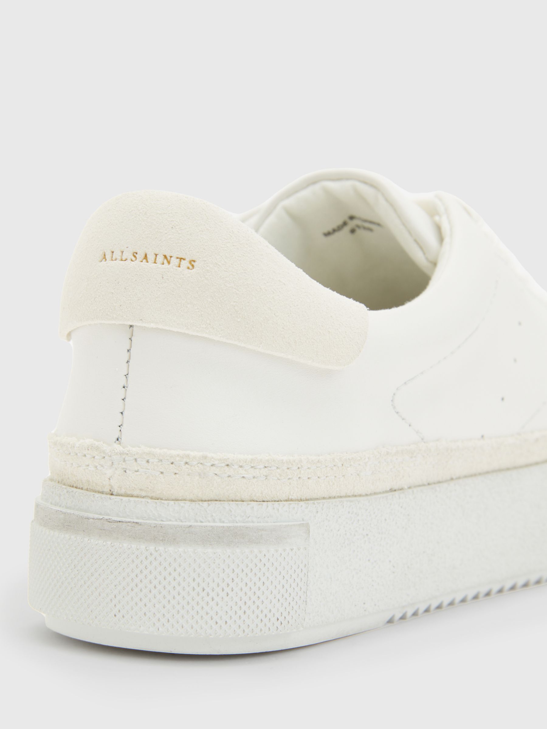 AllSaints Trish Leather Lace Up Trainers, Chalk White at John Lewis ...