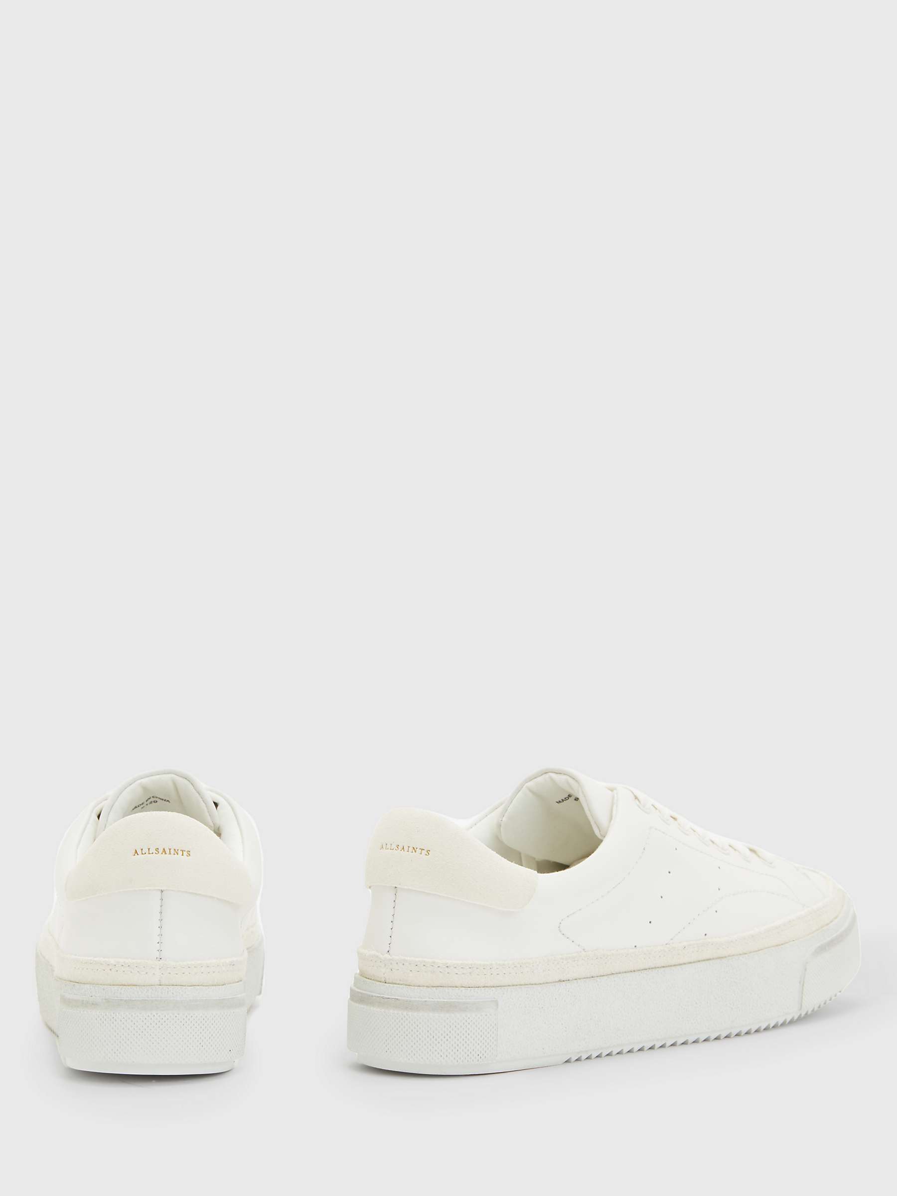 AllSaints Trish Leather Lace Up Trainers, Chalk White at John Lewis ...