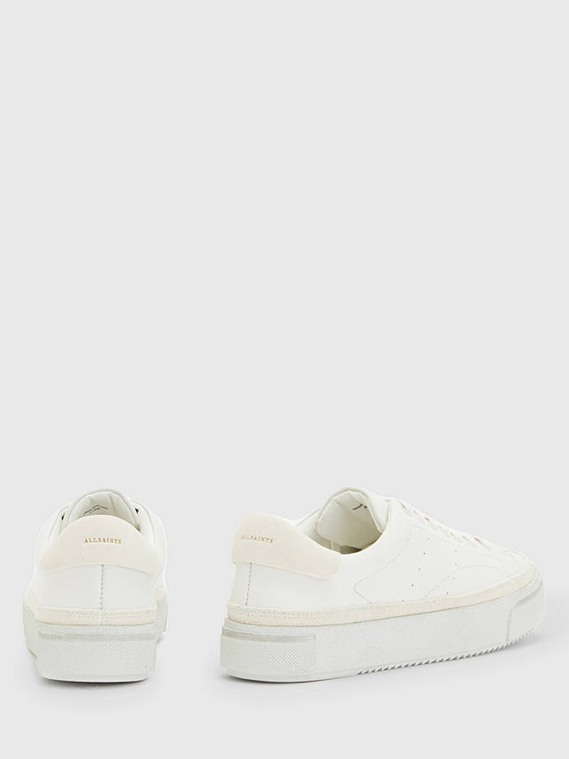 AllSaints Trish Leather Lace Up Trainers, Chalk White