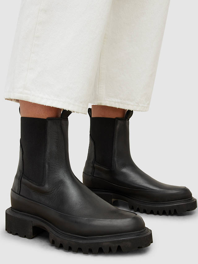 AllSaints Harlee Leather Chelsea Boots, Black