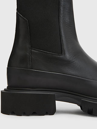AllSaints Harlee Leather Chelsea Boots, Black