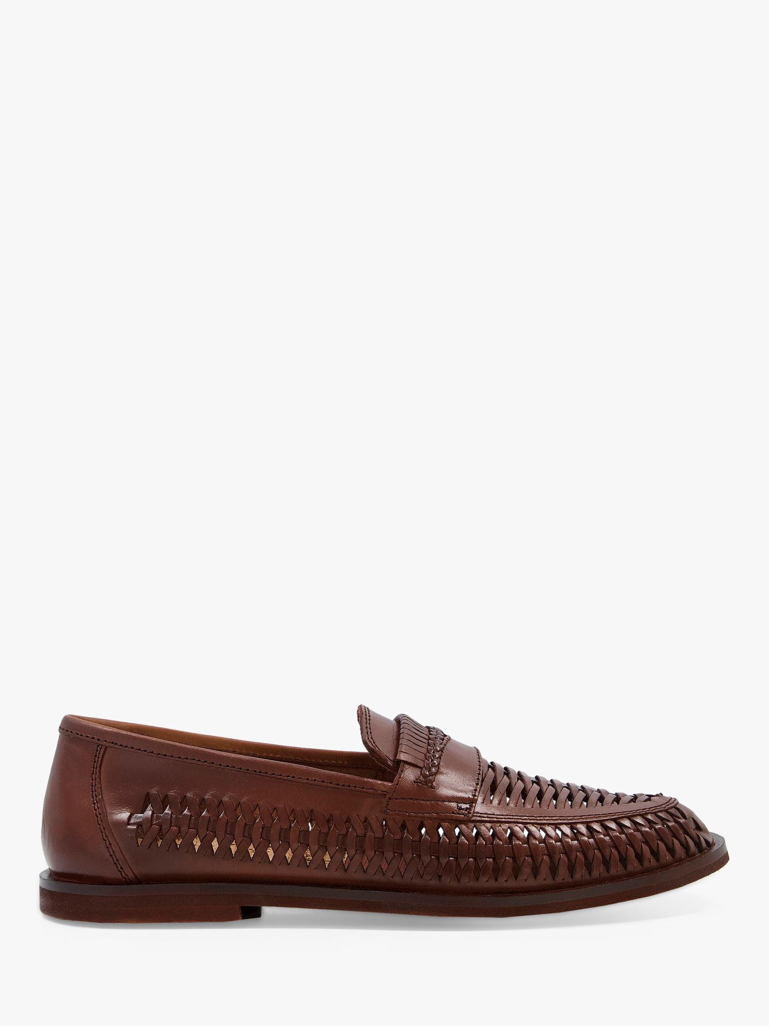 Dune Woven Leather Loafers, Tan at John Lewis & Partners