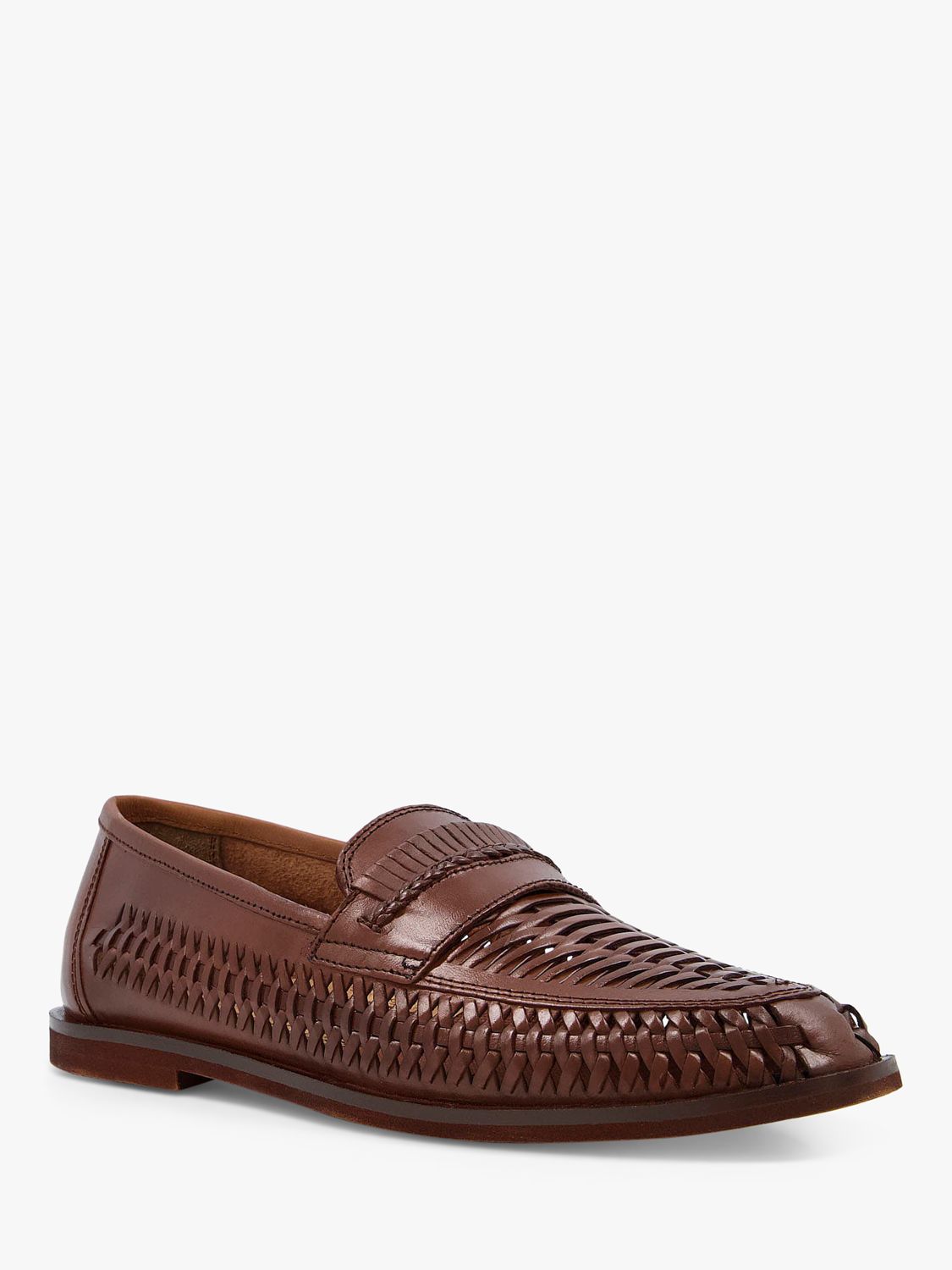 Dune Woven Leather Loafers, Tan at John Lewis & Partners