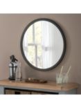 Yearn Classic Round Wood Frame Wall Mirror, Black