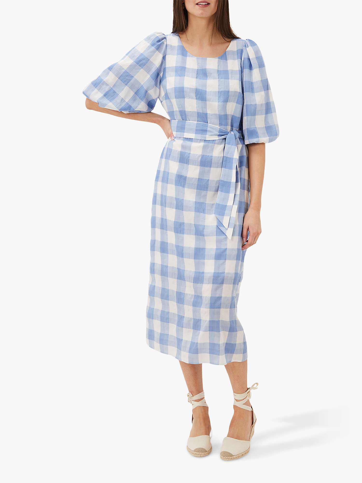 Buy Phase Eight Alina Gingham Midi Dress, Blue/White Online at johnlewis.com