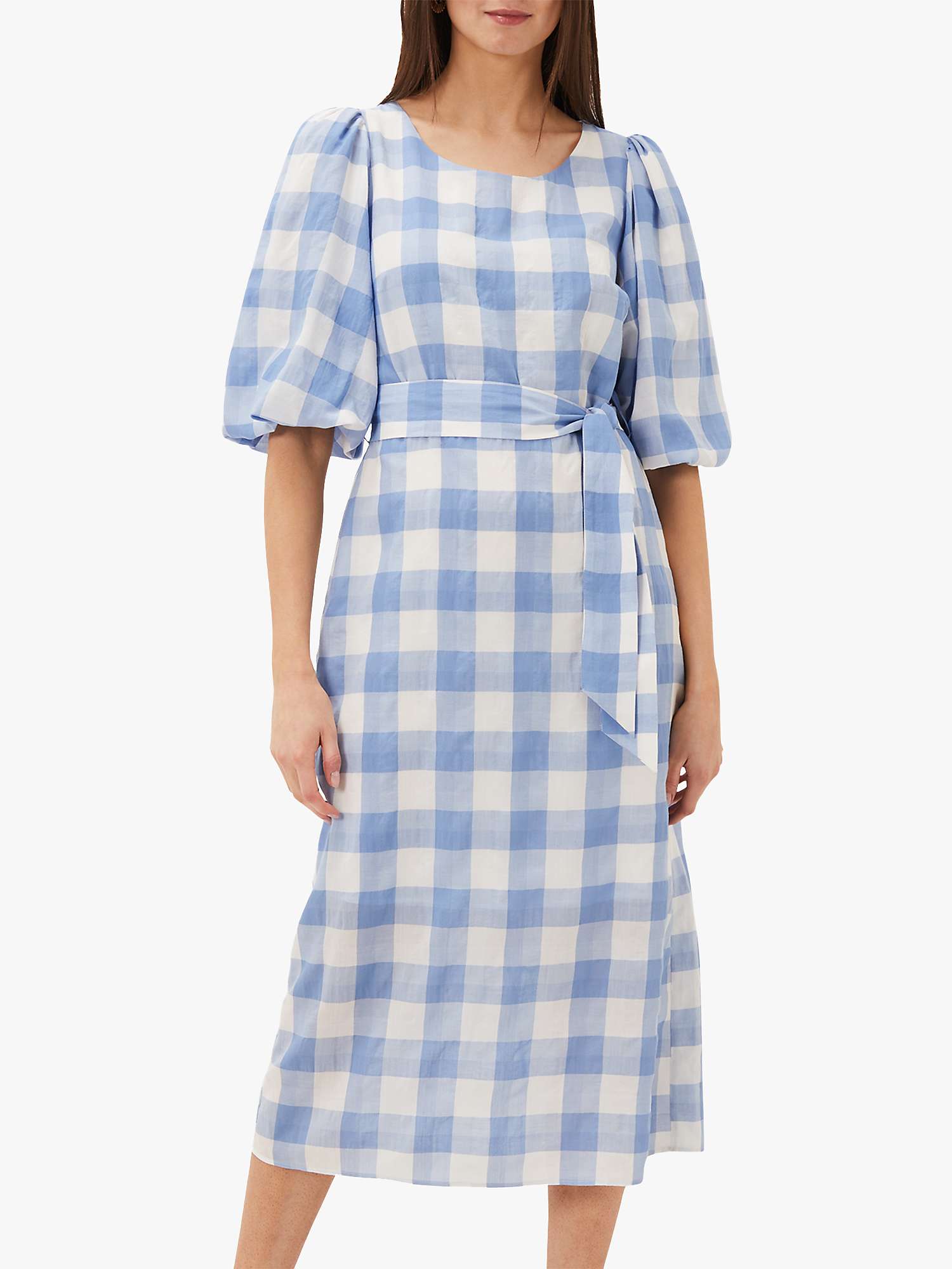 Buy Phase Eight Alina Gingham Midi Dress, Blue/White Online at johnlewis.com