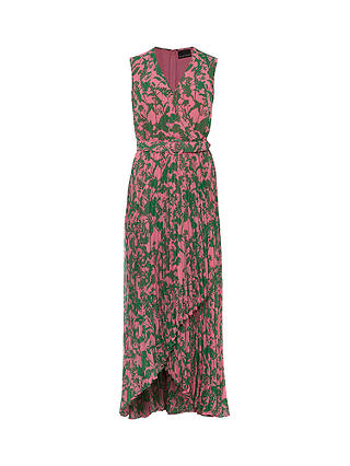 Phase Eight Brianna Pleated Maxi Dress, Pink/Green
