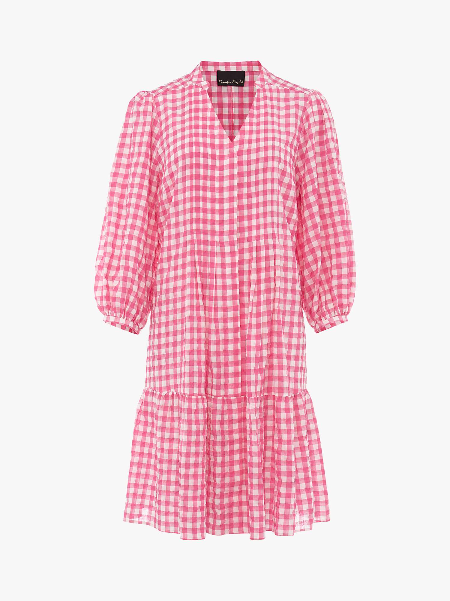 Phase Eight Oona Gingham Swing Dress, Pink/Ivory at John Lewis & Partners
