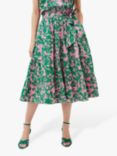 Phase Eight Cleona Botanical Print Dobby Co-Ord Skirt, Candy Pink/Grass