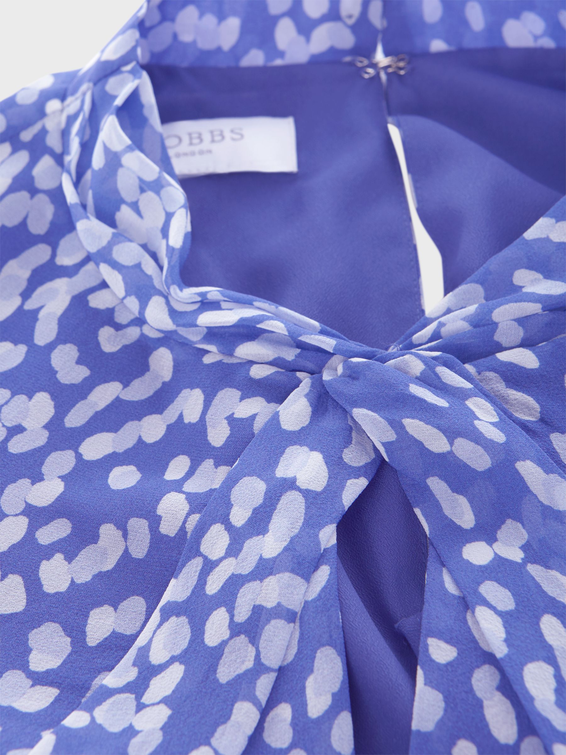 Hobbs Helena Dapple Print Silk Midi Dress, Blue/Multi, 10