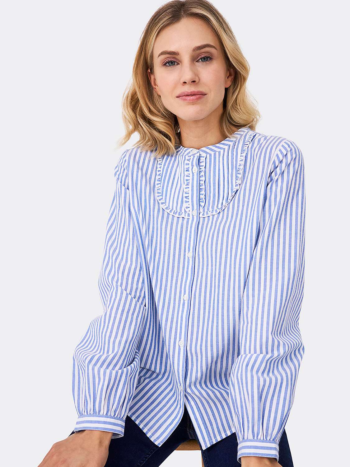 Buy Crew Clothing Ivy Cotton Stripe Long Sleeve Shirt, Mid Blue Online at johnlewis.com
