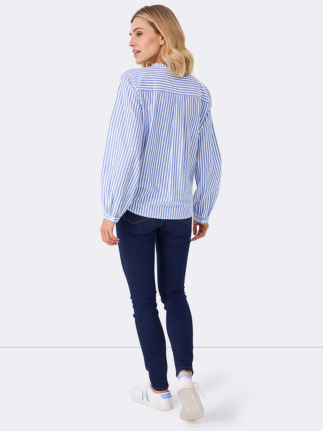 Buy Crew Clothing Ivy Cotton Stripe Long Sleeve Shirt, Mid Blue Online at johnlewis.com