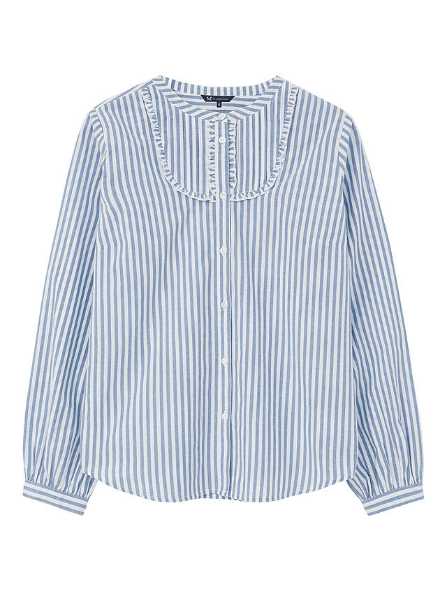 Crew Clothing Ivy Cotton Stripe Long Sleeve Shirt, Mid Blue