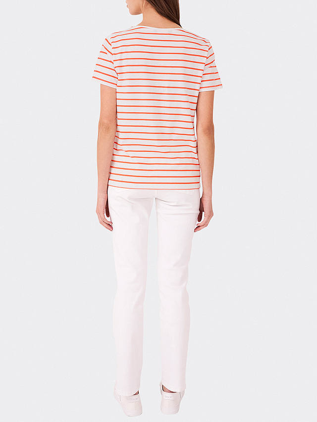 Crew Clothing Breton Stripe Cotton T-Shirt, Coral Pink