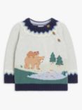 John Lewis Baby Bear Scene Embroidery Jumper, Grey