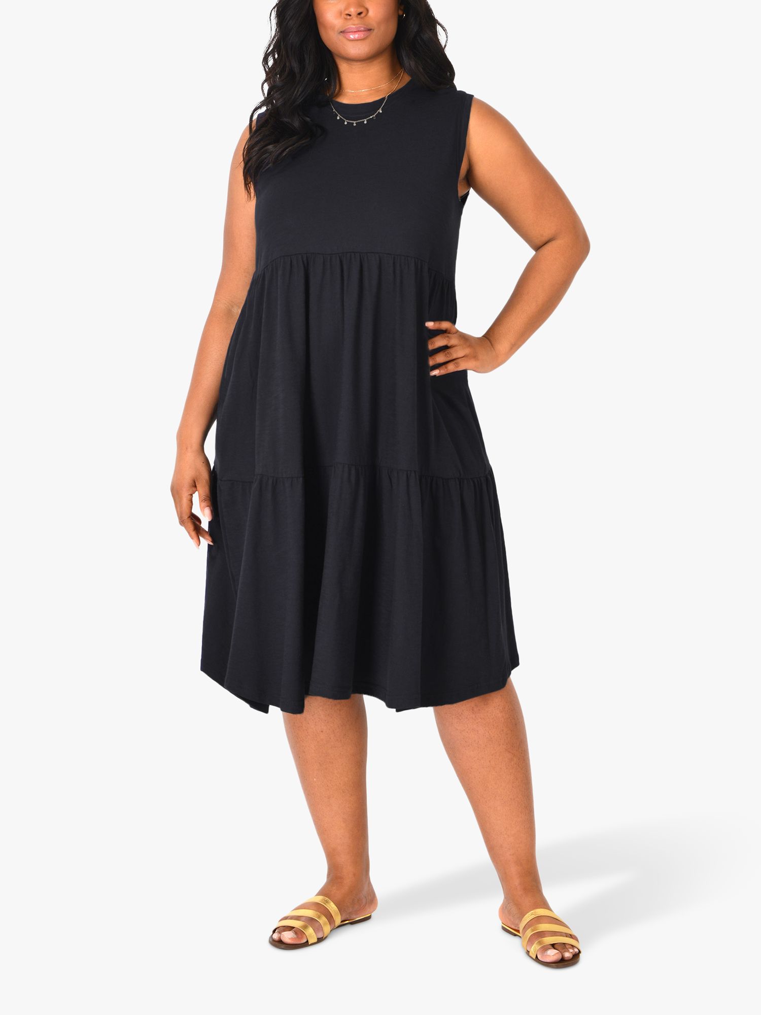 Live Unlimited Textured Tiered Dress, Black