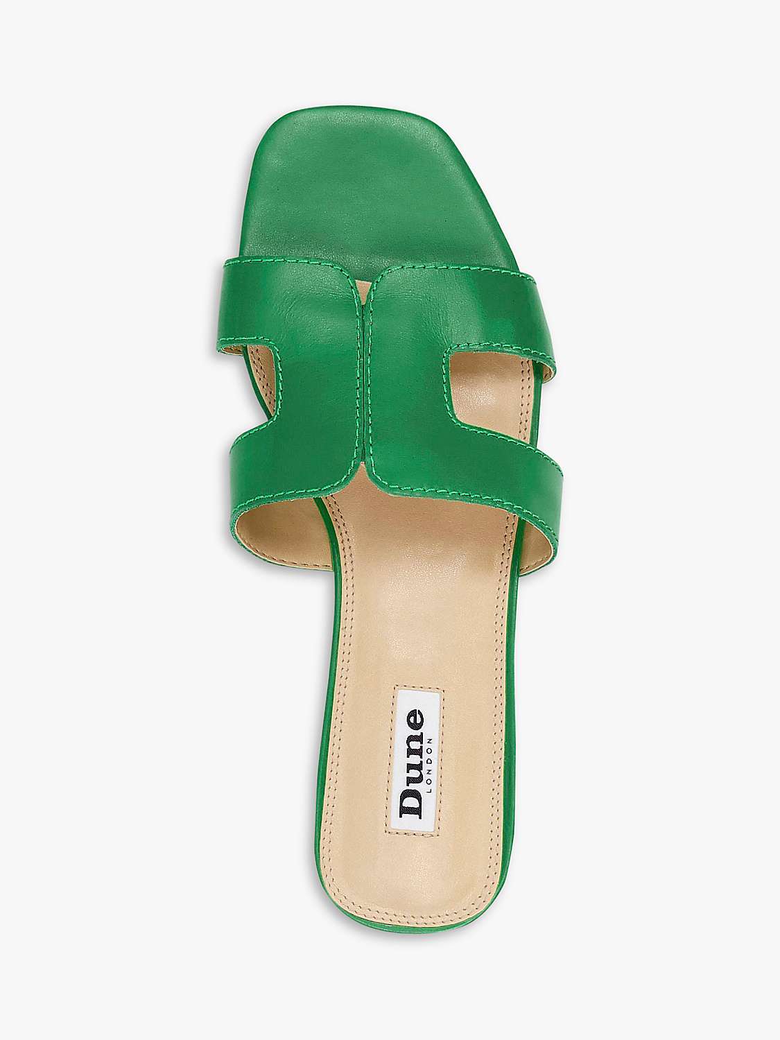 Buy Dune Loupe Leather Flat Slider Sandals, Green Online at johnlewis.com