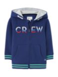 Crew Clothing Kids' Logo Zip Up Hoodie, Navy Blue