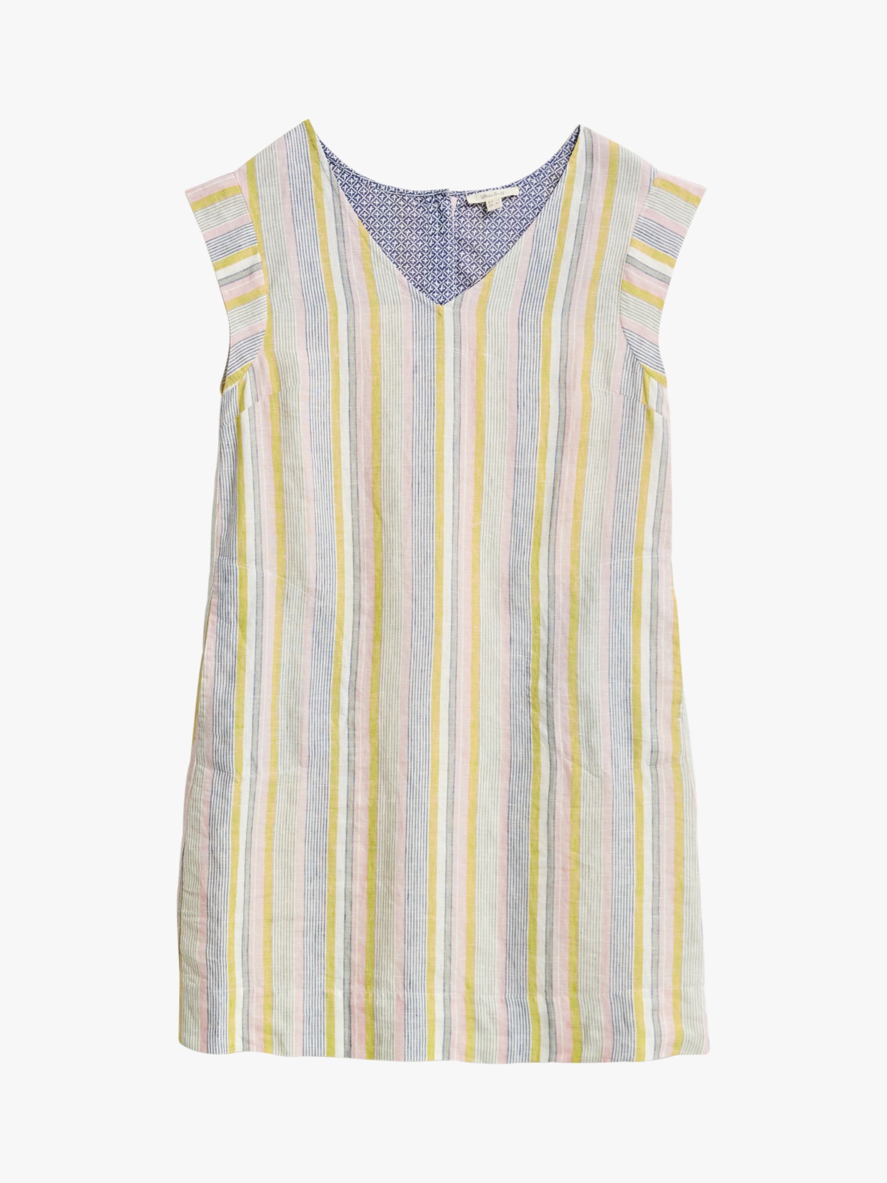 White Stuff Adley Linen Stripe V-Neck Dress, Multi at John Lewis & Partners