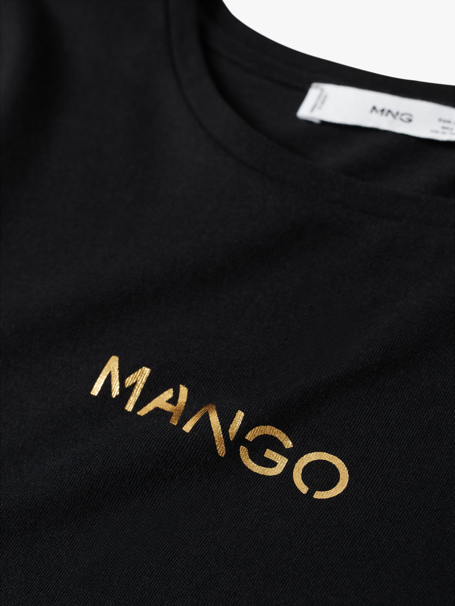 Mango Logo T-Shirt, Black at John Lewis & Partners
