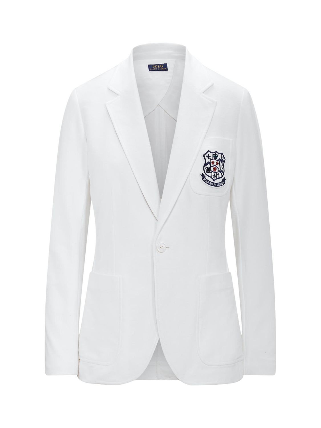 Polo Ralph Lauren Crest Patch Blazer, White at John Lewis & Partners