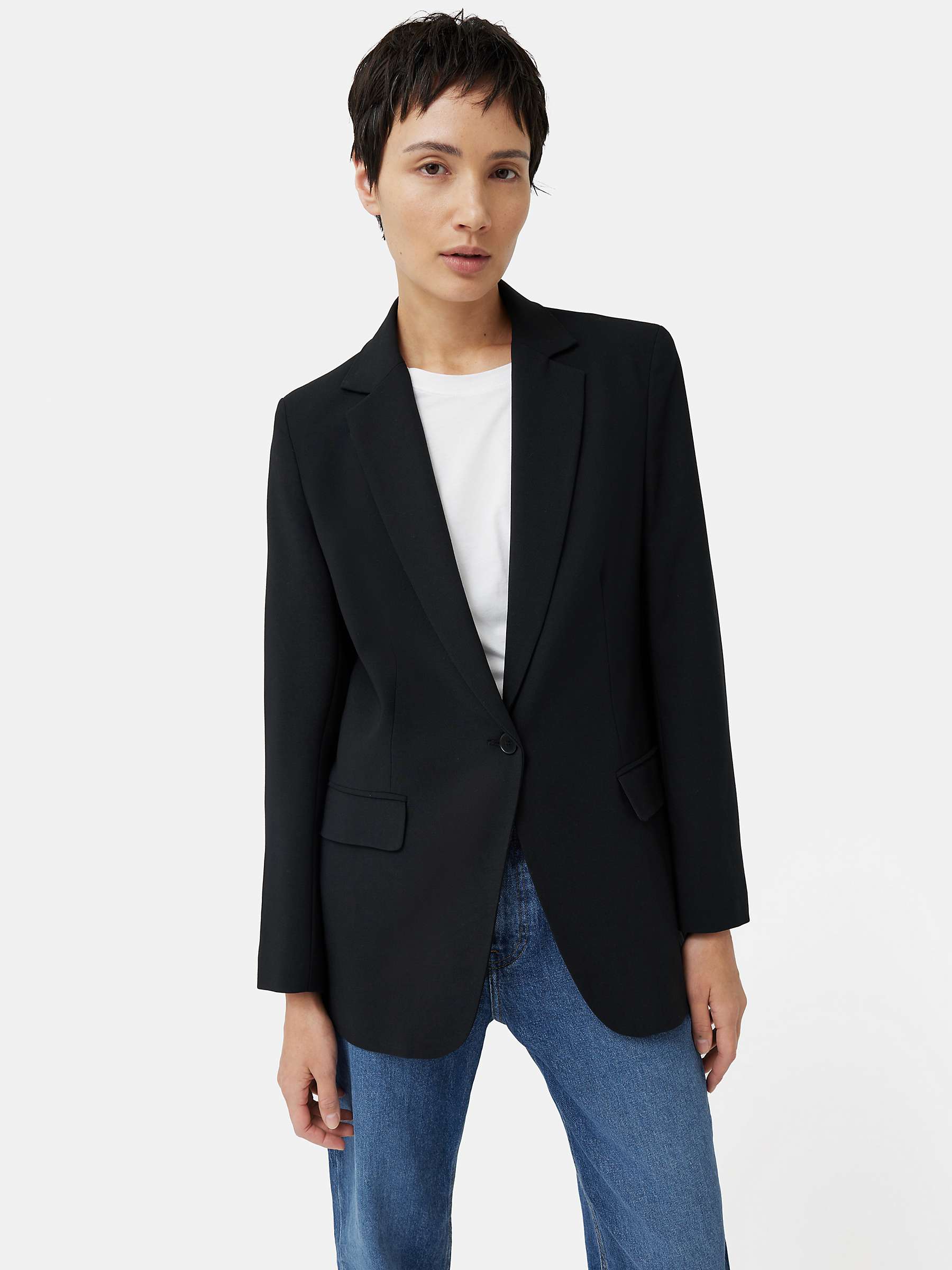 Buy Jigsaw Fluid Twill Blazer, Black Online at johnlewis.com