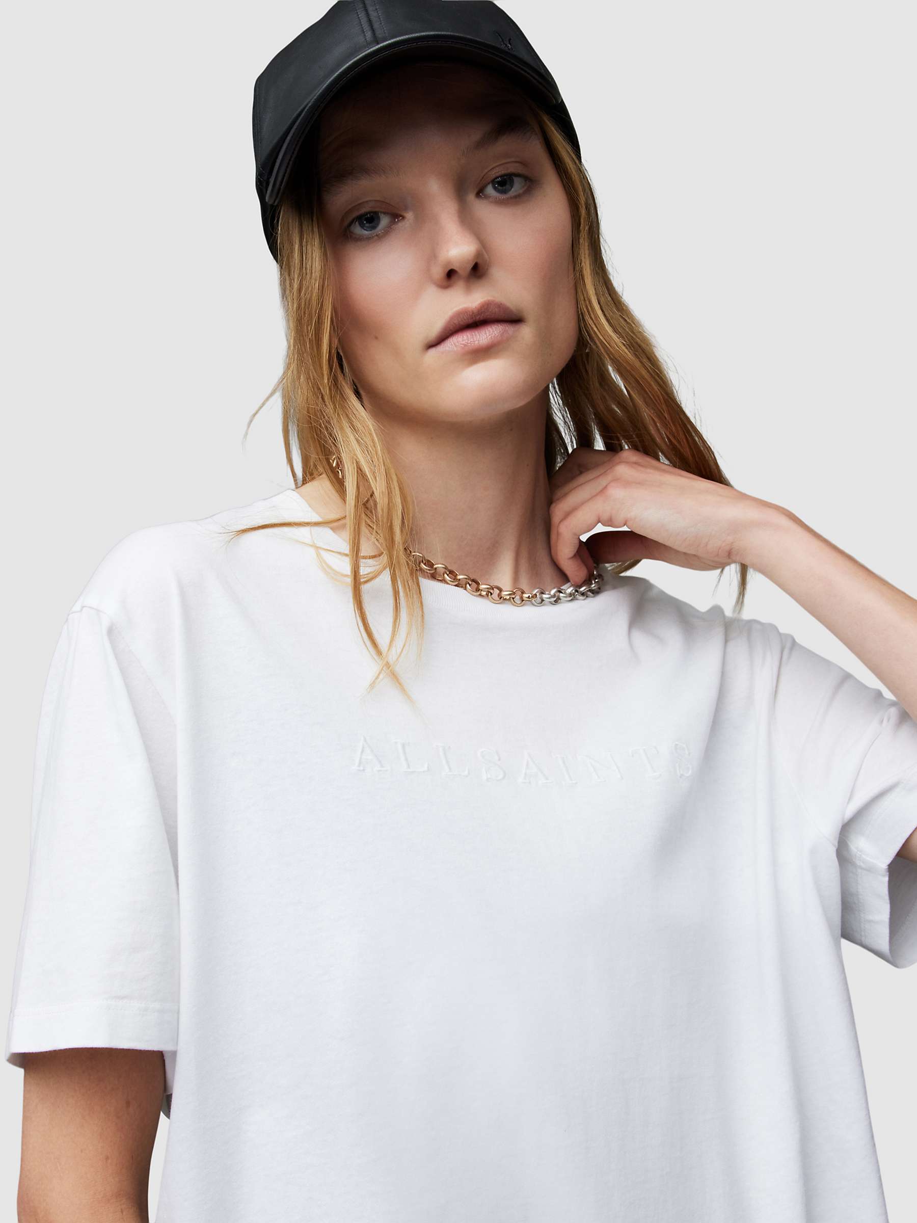 Buy AllSaints Pipa Cotton Relaxed Fit T-Shirt, Optic White Online at johnlewis.com
