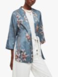 AllSaints Carina Kuroyuri Floral Print Kimono Jacket, Blue