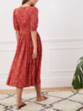 Baukjen Suzy Curved Waist Floral Midi Dress, Tangerine Folk