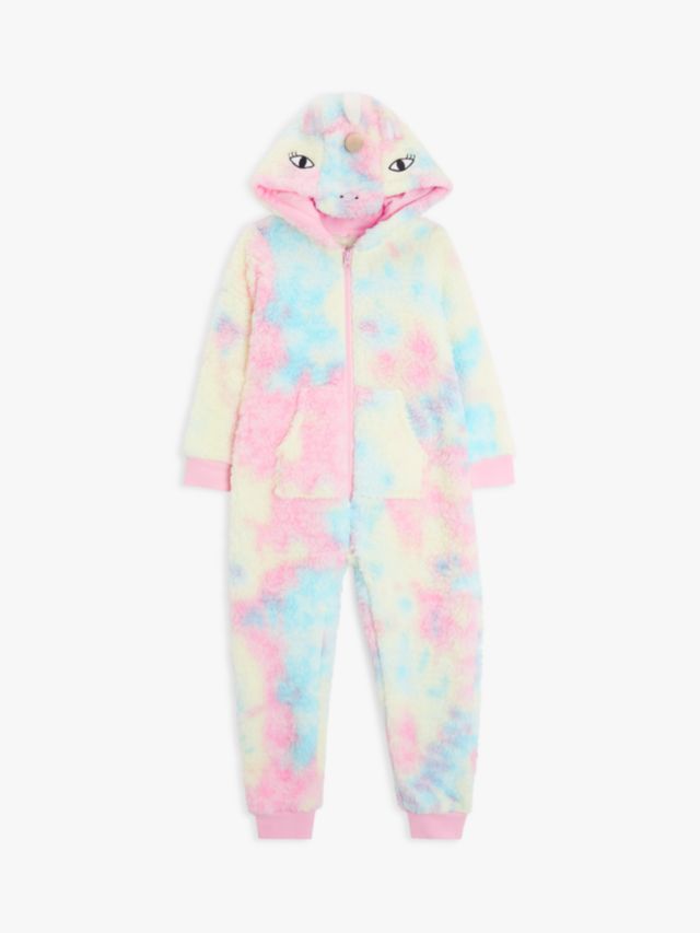 John Lewis Kids Unicorn Fleece Onesie Pink Multi 2 years