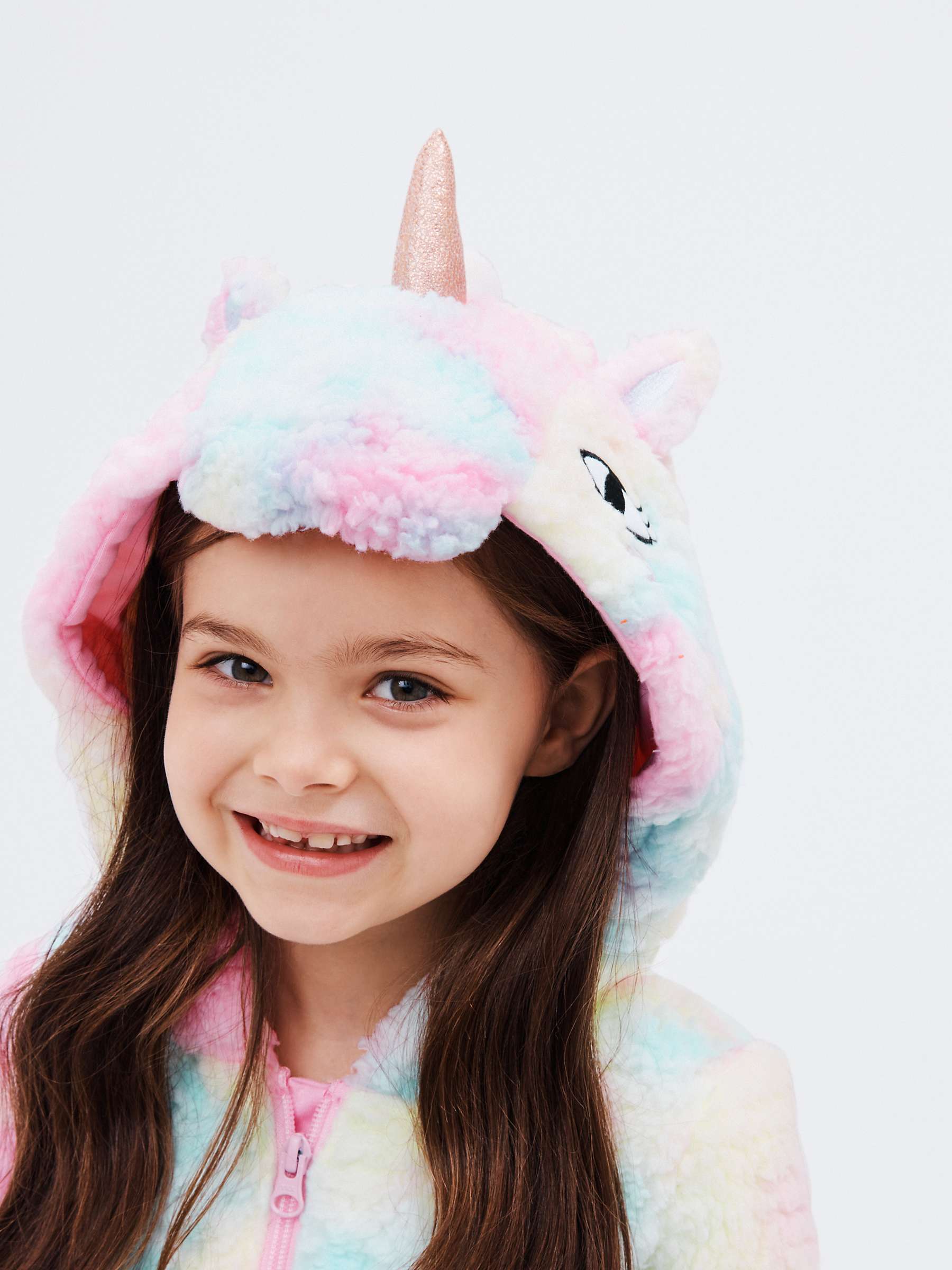 Buy John Lewis Kids' Unicorn Fleece Onesie, Pink/Multi Online at johnlewis.com