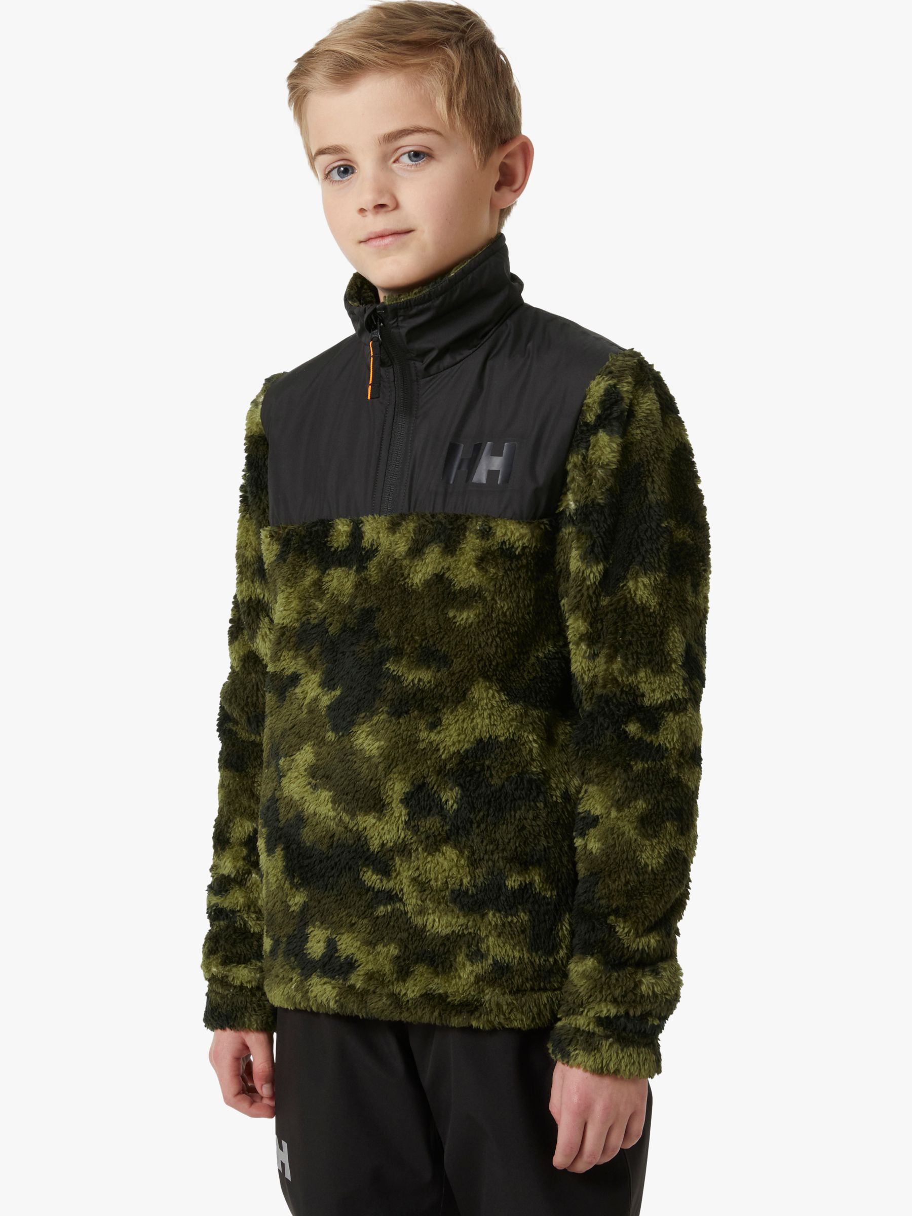 Helly Hansen Kids' Champ Half-Zip Plush Fleece, Green Camouflage, 12 years