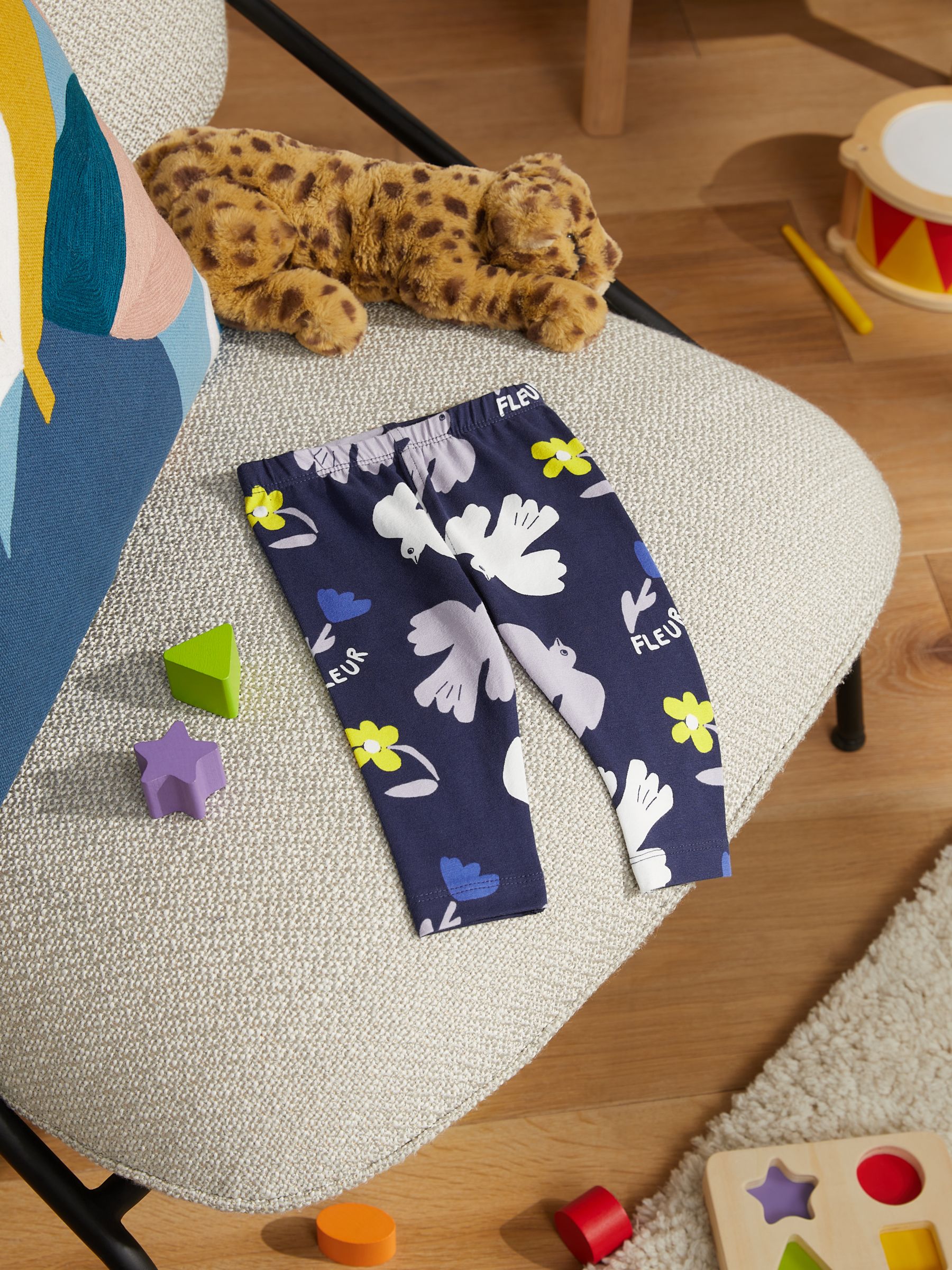 John Lewis ANYDAY Baby Dove Leggings, Blue, 36 months